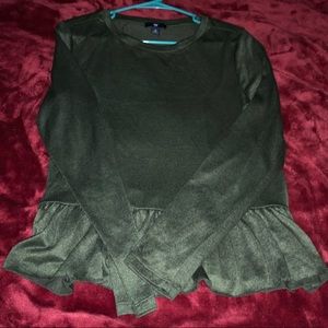 GAP Olive Green Peplum Long-Sleeve Shirt